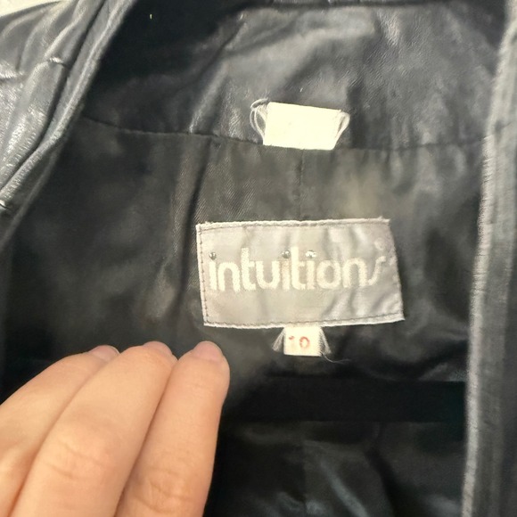 Vintage Intuitions Leather Jacket Women's Size 10 Open‎ Front Blazer Jacket Coat - Picture 4 of 12